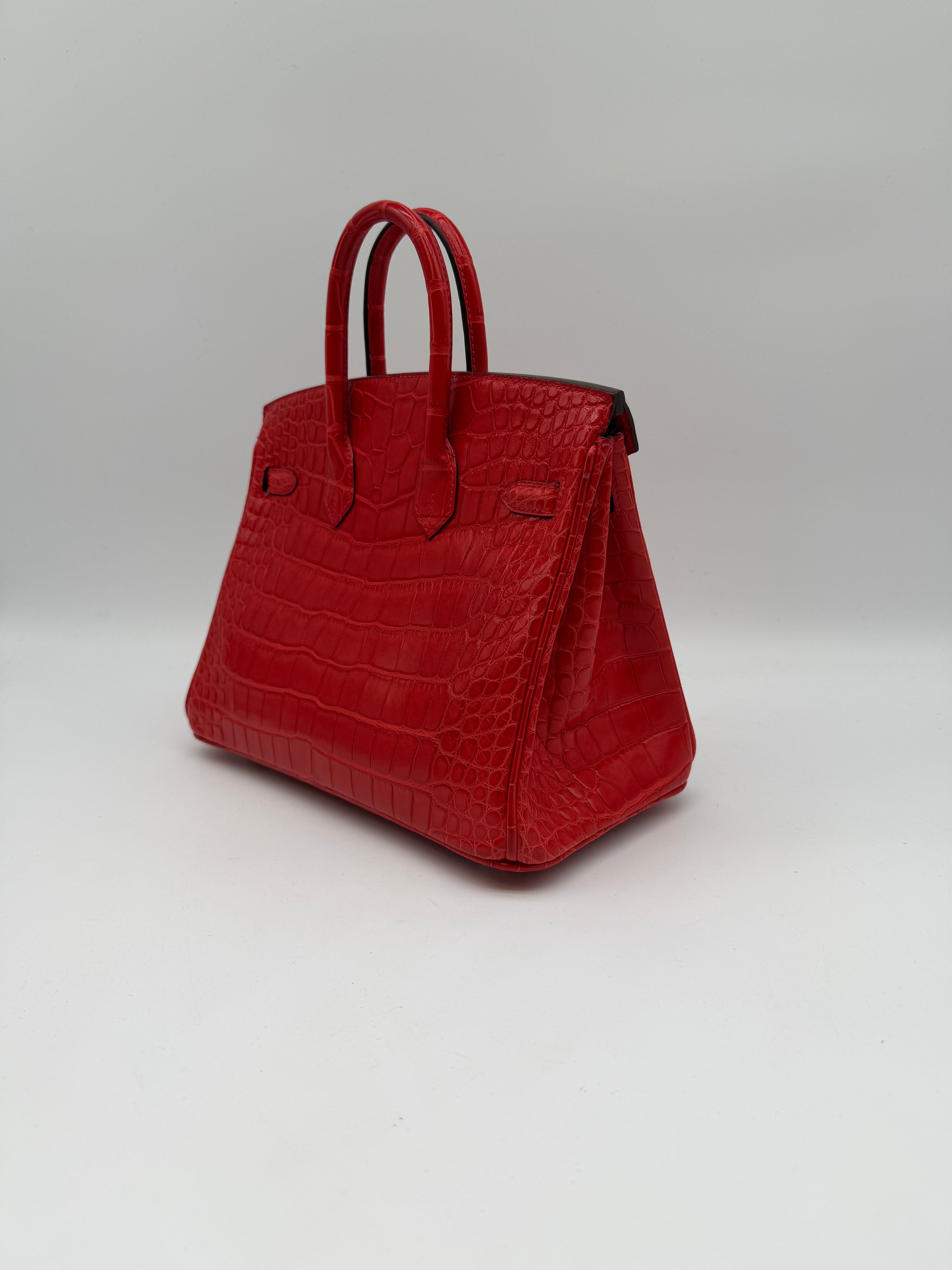 Hermès Birkin 25 Geranium Matte Alligator Palladium Hardware