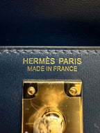 Hermès Mini Kelly Bleu Abysse Box Leather Permabrass Hardware