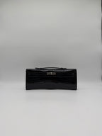 Hermès Kelly Cut Black Shiny Porosus Palladium Hardware