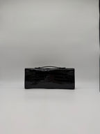 Hermès Kelly Cut Black Shiny Porosus Palladium Hardware