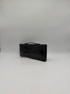 Hermès Kelly Cut Black Shiny Porosus Palladium Hardware