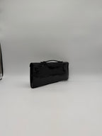 Hermès Kelly Cut Black Shiny Porosus Palladium Hardware