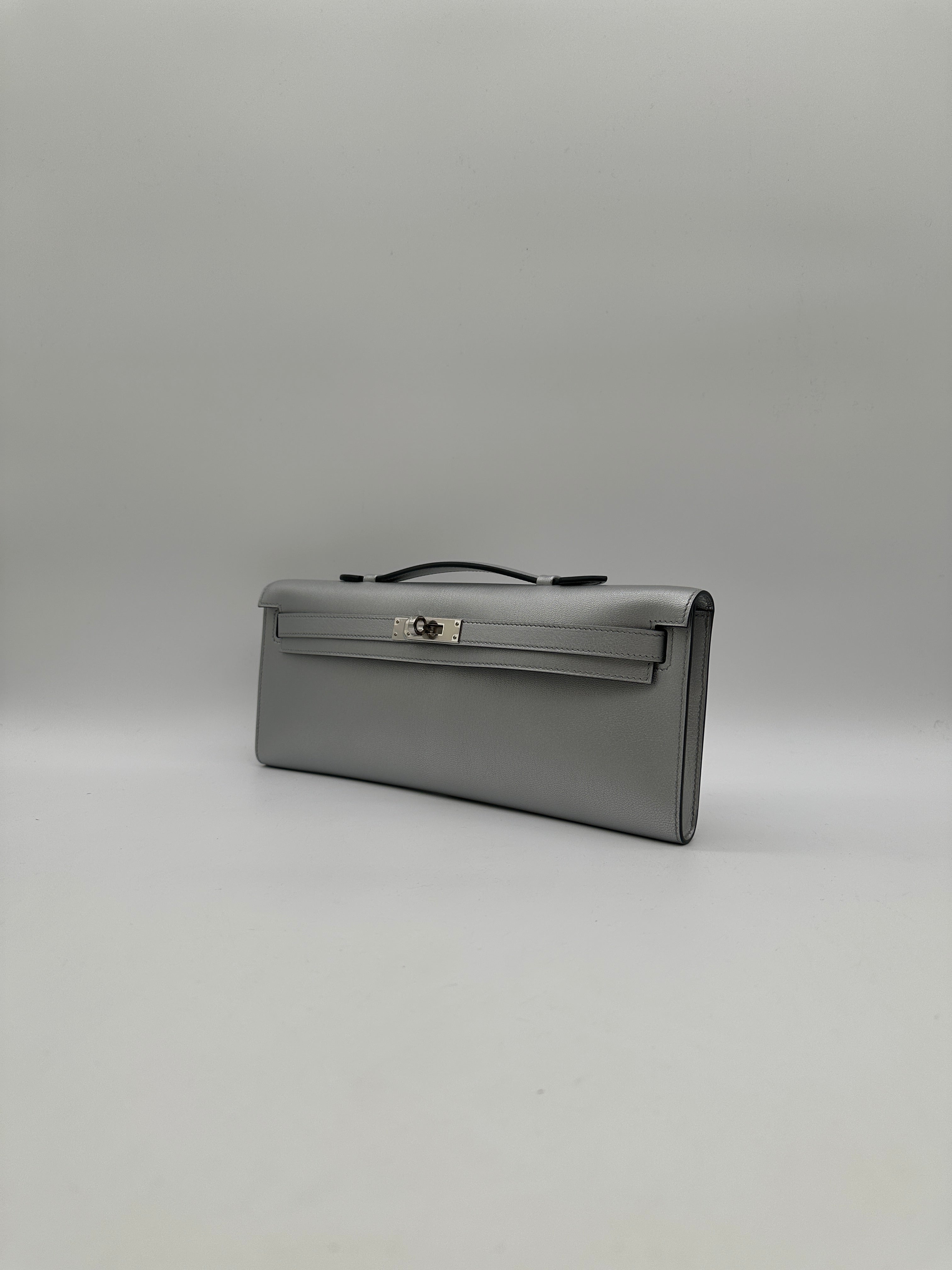 Hermès Kelly Cut Argent Chevre Palladium Hardware