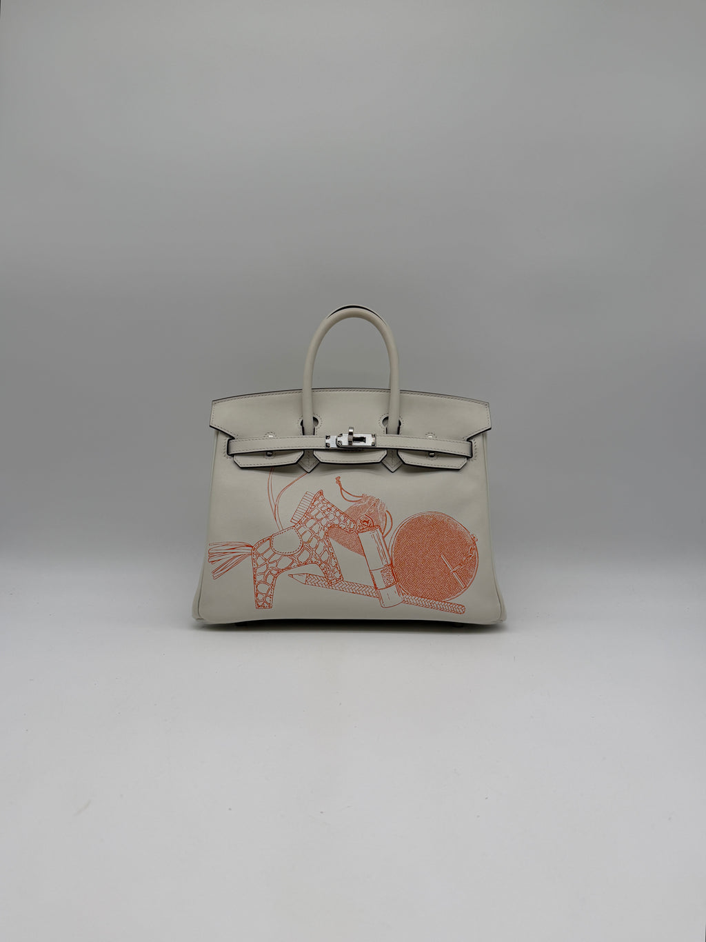 Hermès Birkin 25 In and Out Blanc/Orange Swift Palladium Hardware