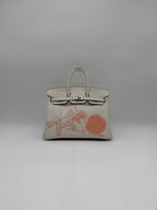 Hermès Birkin 25 In and Out Blanc/Orange Swift Palladium Hardware
