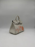 Hermès Birkin 25 In and Out Blanc/Orange Swift Palladium Hardware