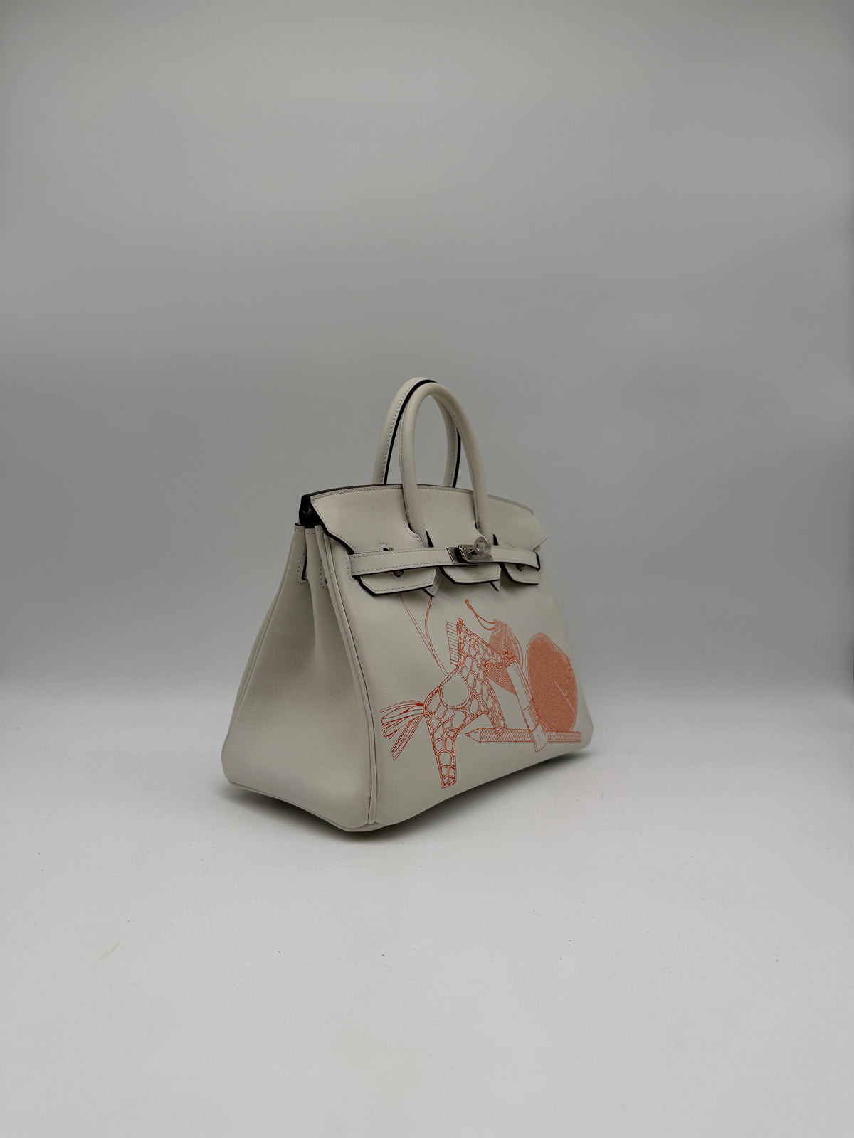 Hermès Birkin 25 In and Out Blanc/Orange Swift Palladium Hardware