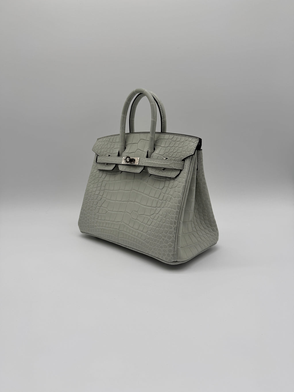 Hermès Birkin 25 Gris Neve Matt Alligator Palladium Hardware