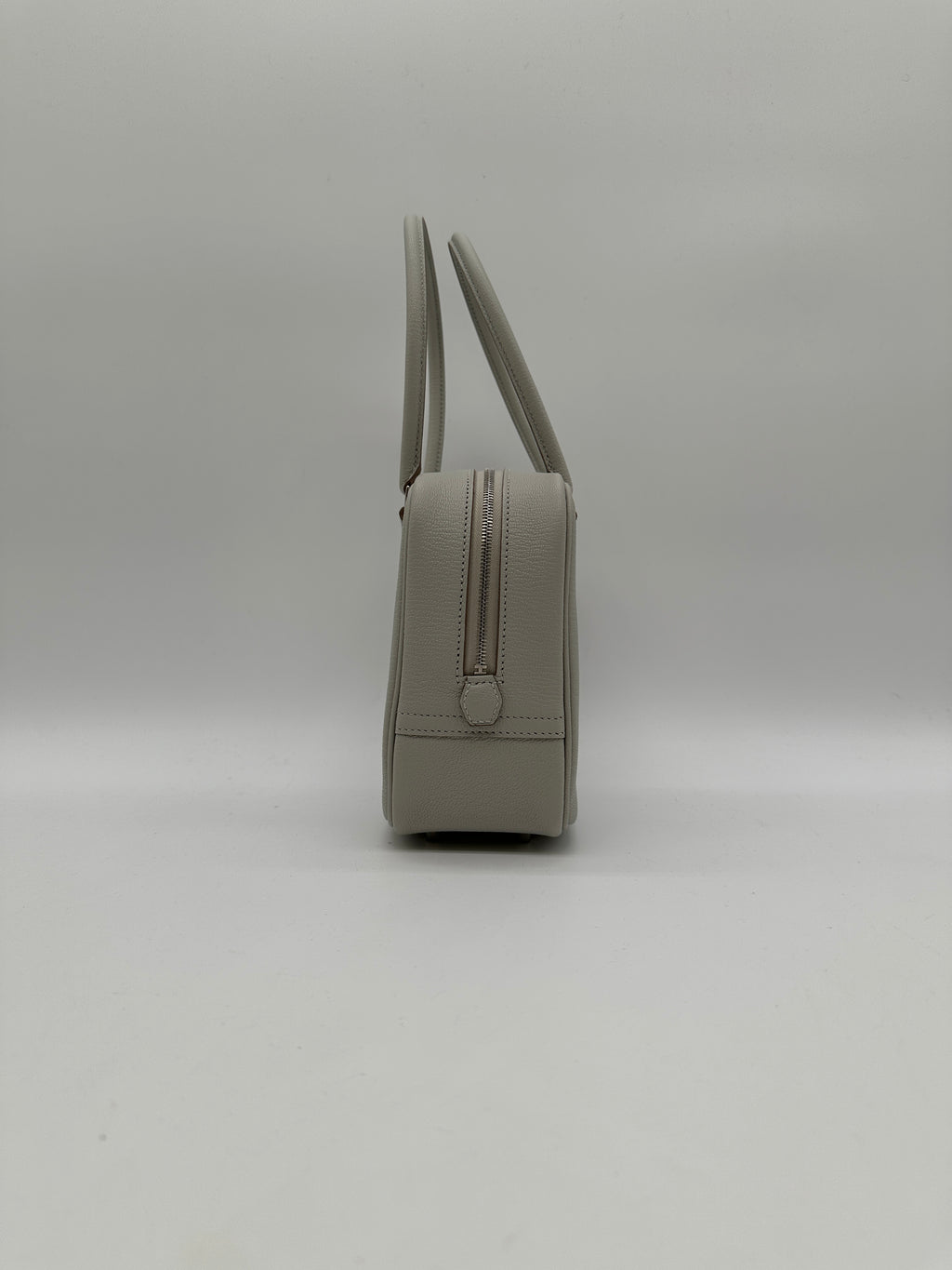 Hermès Mini Plume Chevre Gris Perle Palladium Hardware