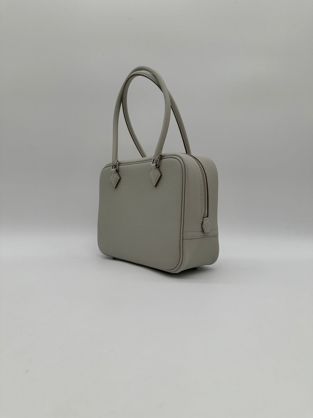Hermès Mini Plume Chevre Gris Perle Palladium Hardware