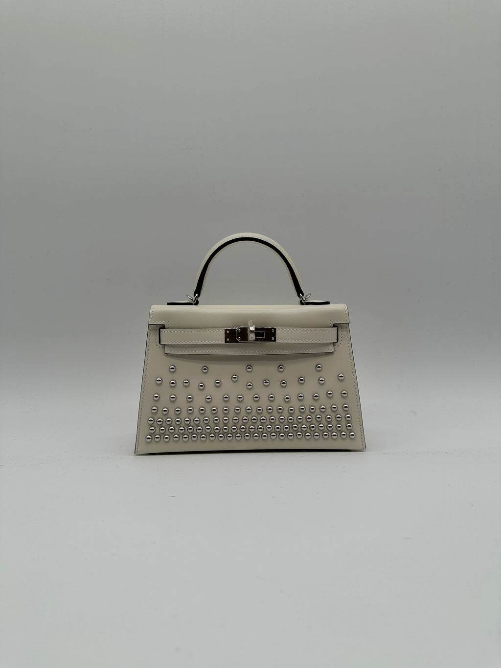 Hermès Mini Kelly Cloute Cream Palladium Hardware G