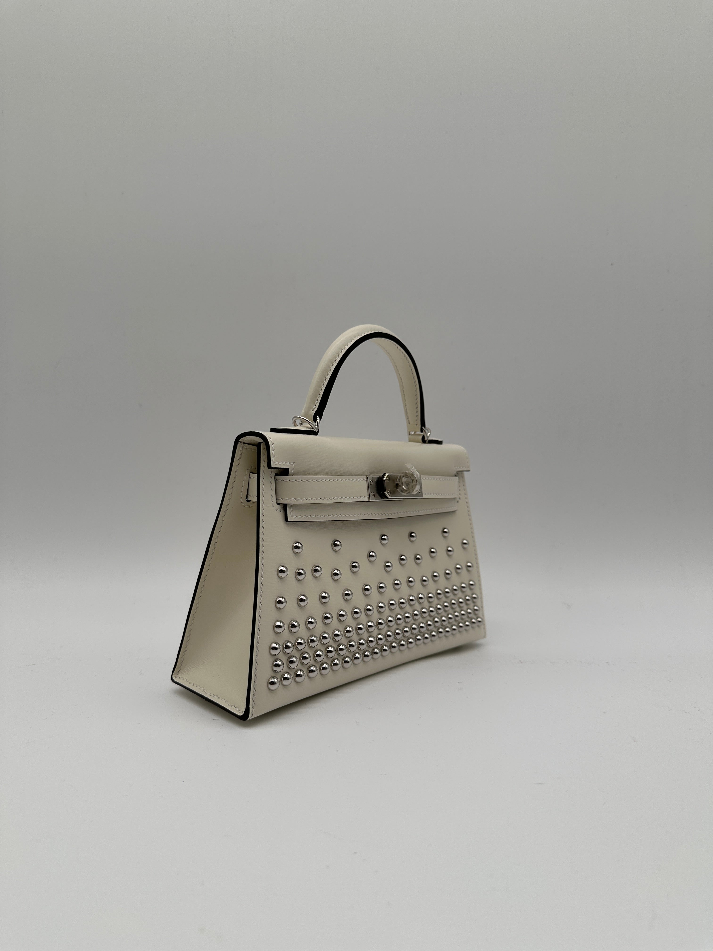 Hermès Mini Kelly Cloute Cream Palladium Hardware G