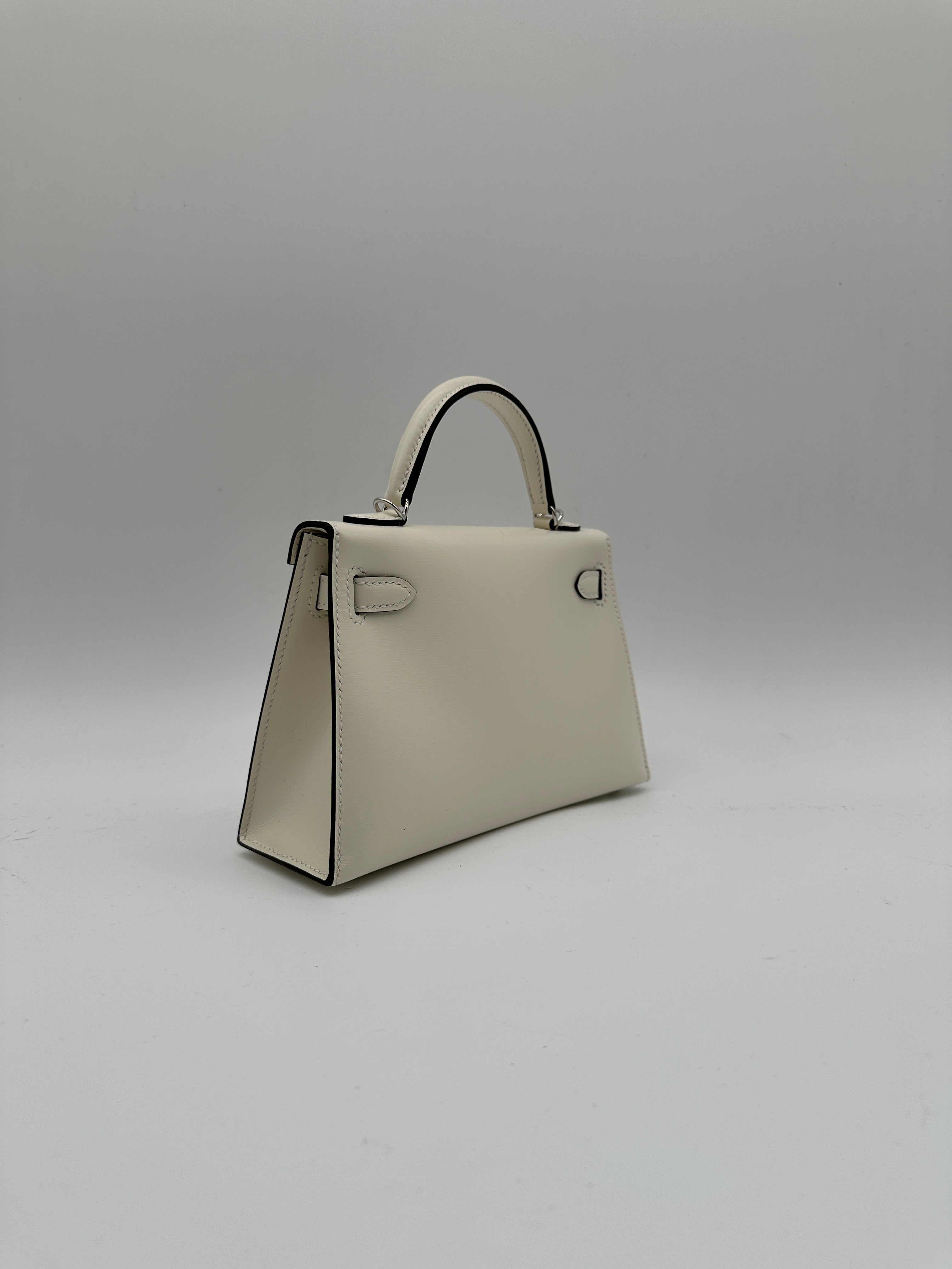 Hermès Mini Kelly Cloute Cream Palladium Hardware G