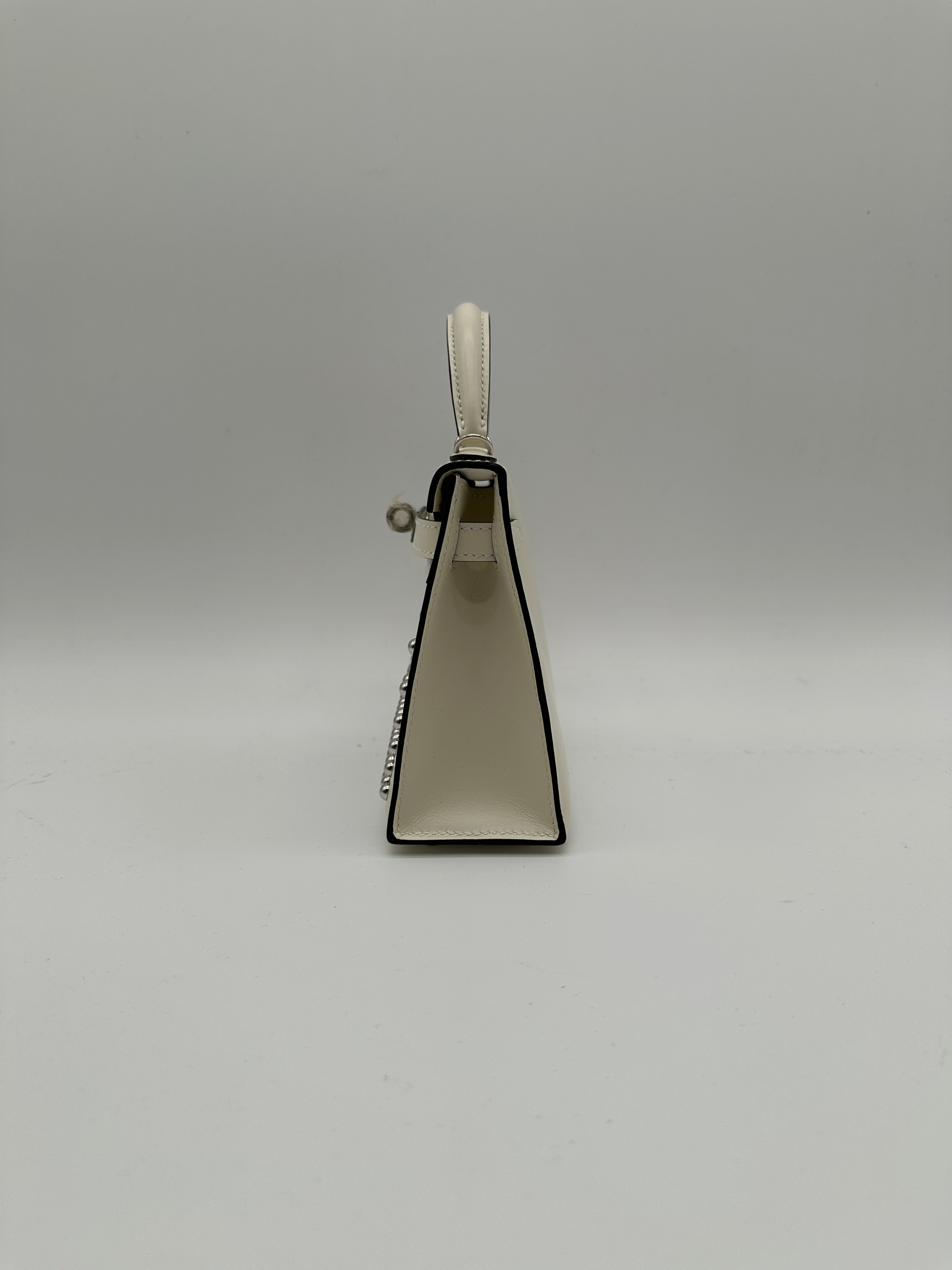 Hermès Mini Kelly Cloute Cream Palladium Hardware G