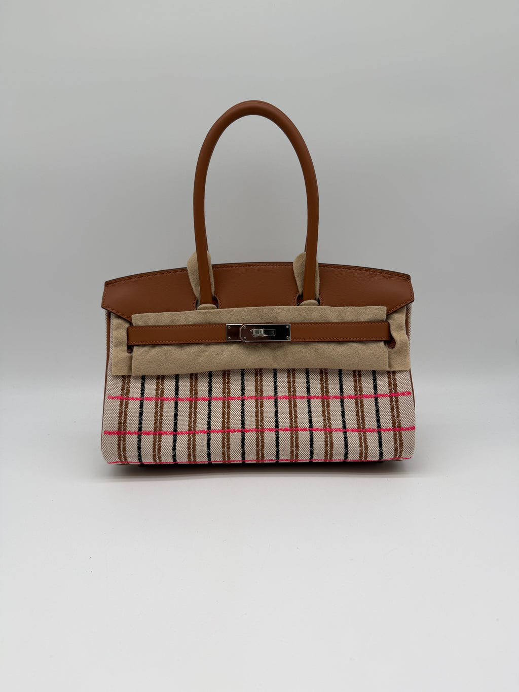 Hermès Birkin 29 Shoulder Toile & Gold Swift Palladium Hardware