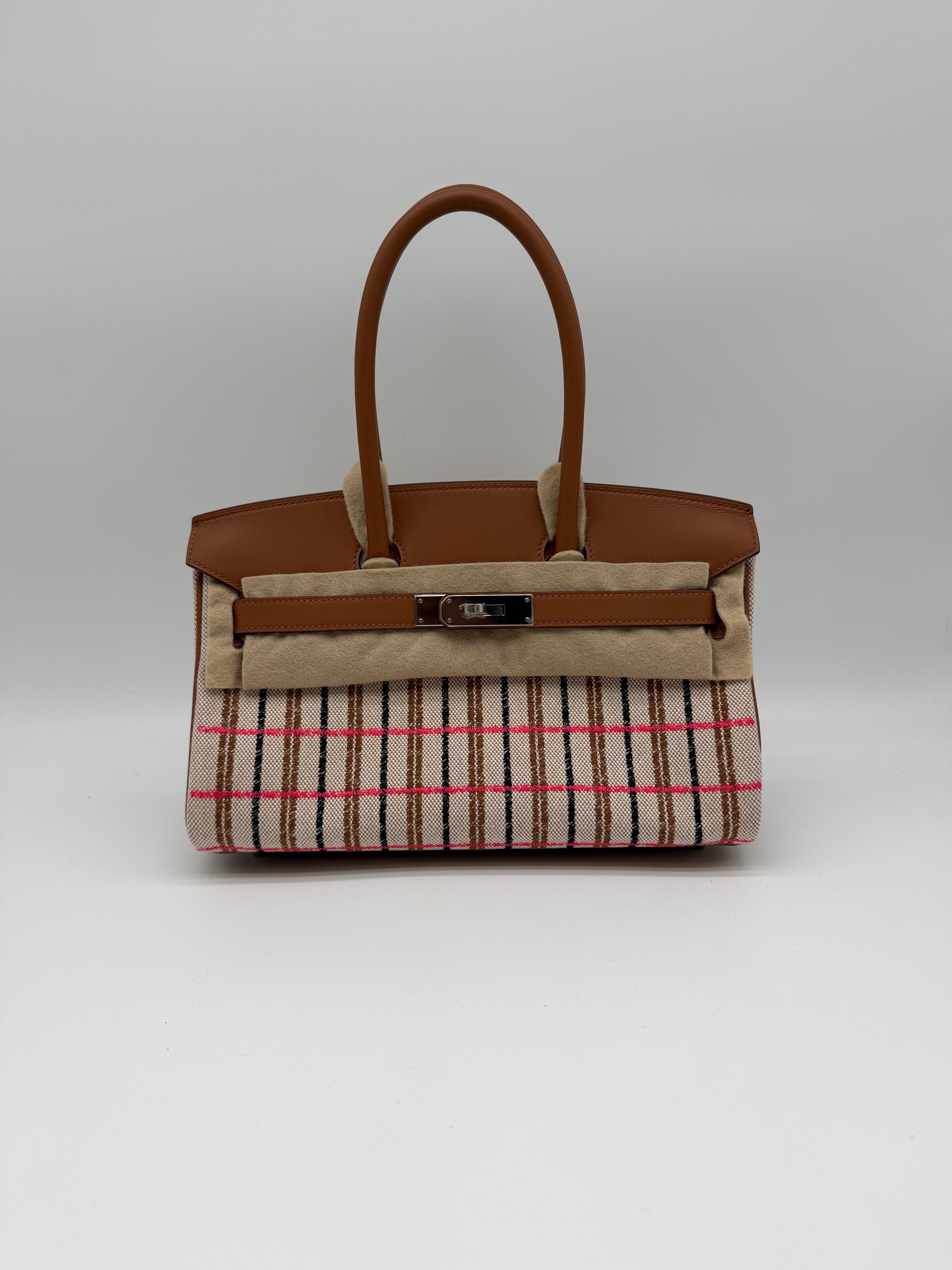 Hermès Birkin 29 Shoulder Toile & Gold Swift Palladium Hardware