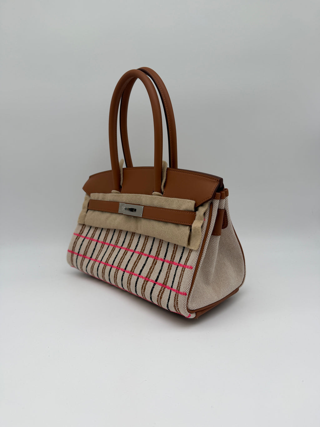 Hermès Birkin 29 Shoulder Toile & Gold Swift Palladium Hardware