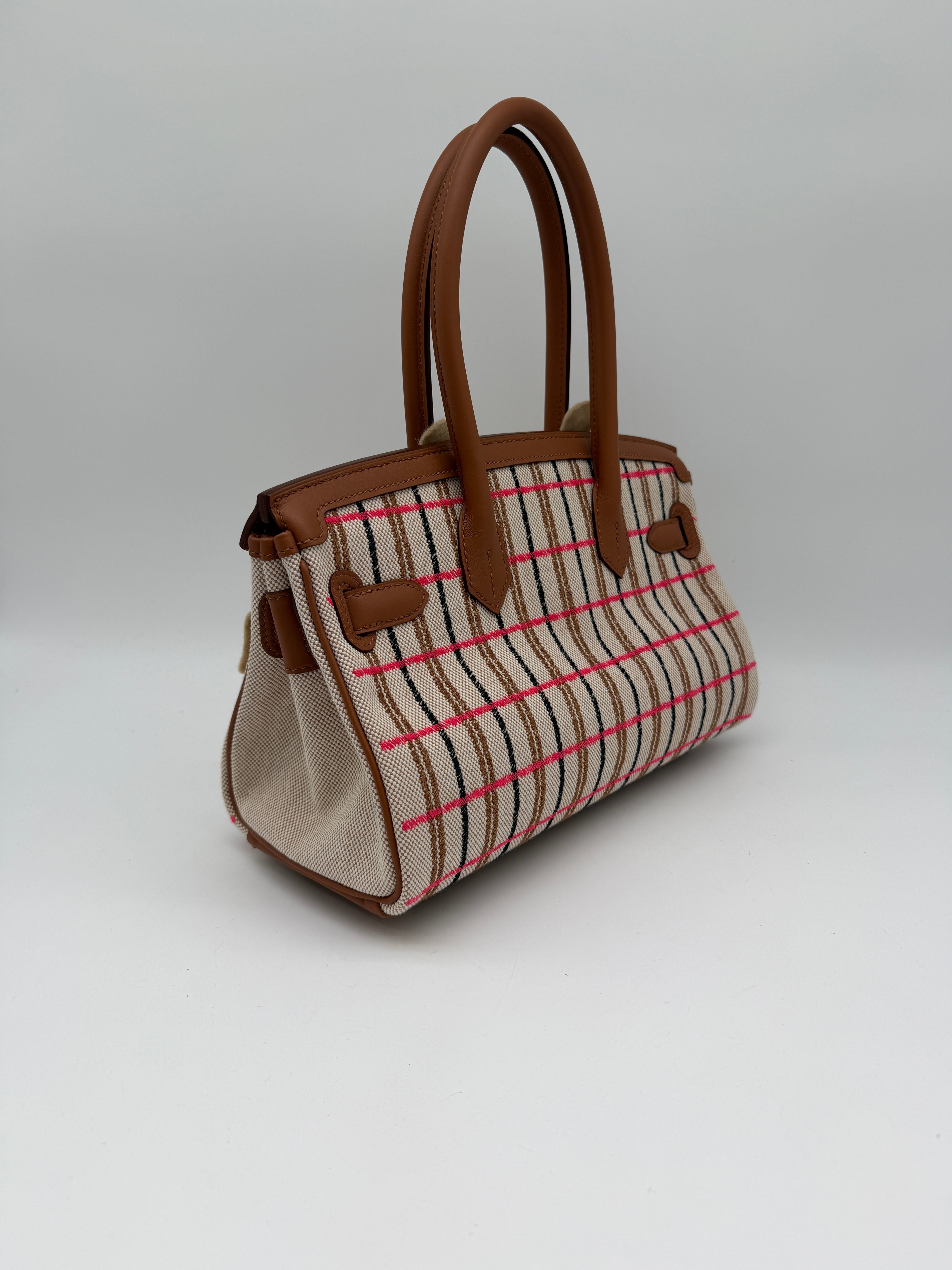 Hermès Birkin 29 Shoulder Toile & Gold Swift Palladium Hardware
