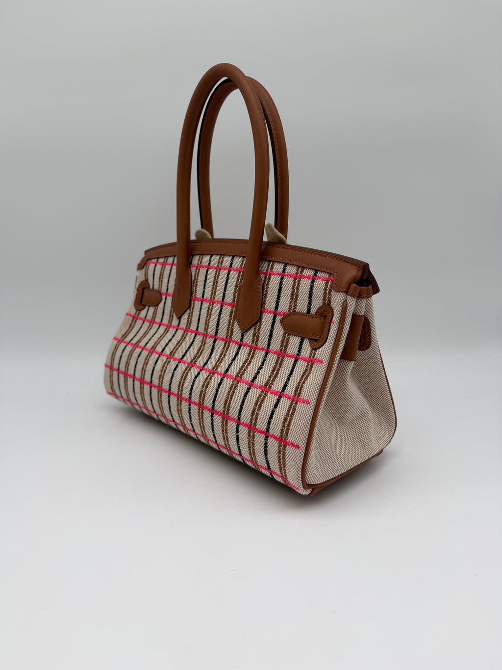 Hermès Birkin 29 Shoulder Toile & Gold Swift Palladium Hardware
