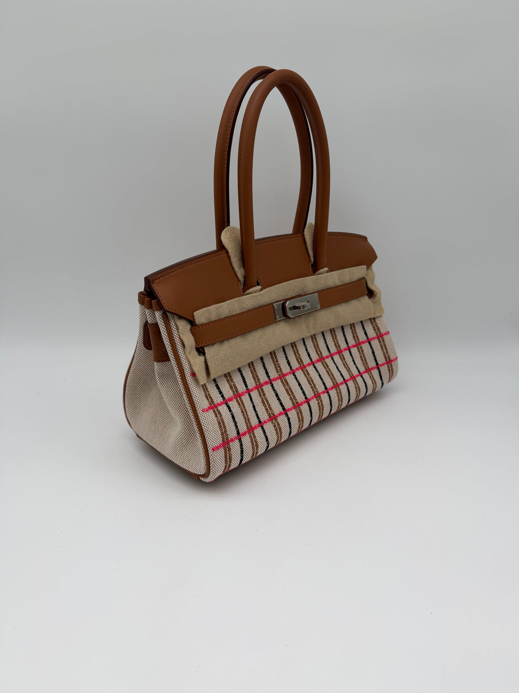 Hermès Birkin 29 Shoulder Toile & Gold Swift Palladium Hardware