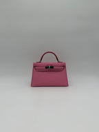 Hermès Mini Kelly Bubblegum Epsom Palladium Hardware