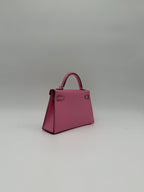 Hermès Mini Kelly Bubblegum Epsom Palladium Hardware