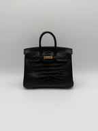 Hermès Birkin 25 Black Matt Alligator Noir Gold Hardware
