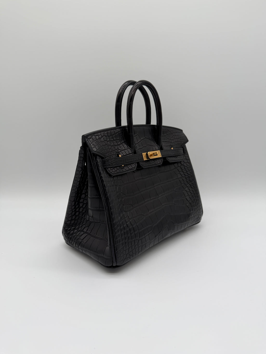 Hermès Birkin 25 Black Matt Alligator Noir Gold Hardware