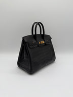 Hermès Birkin 25 Black Matt Alligator Noir Gold Hardware