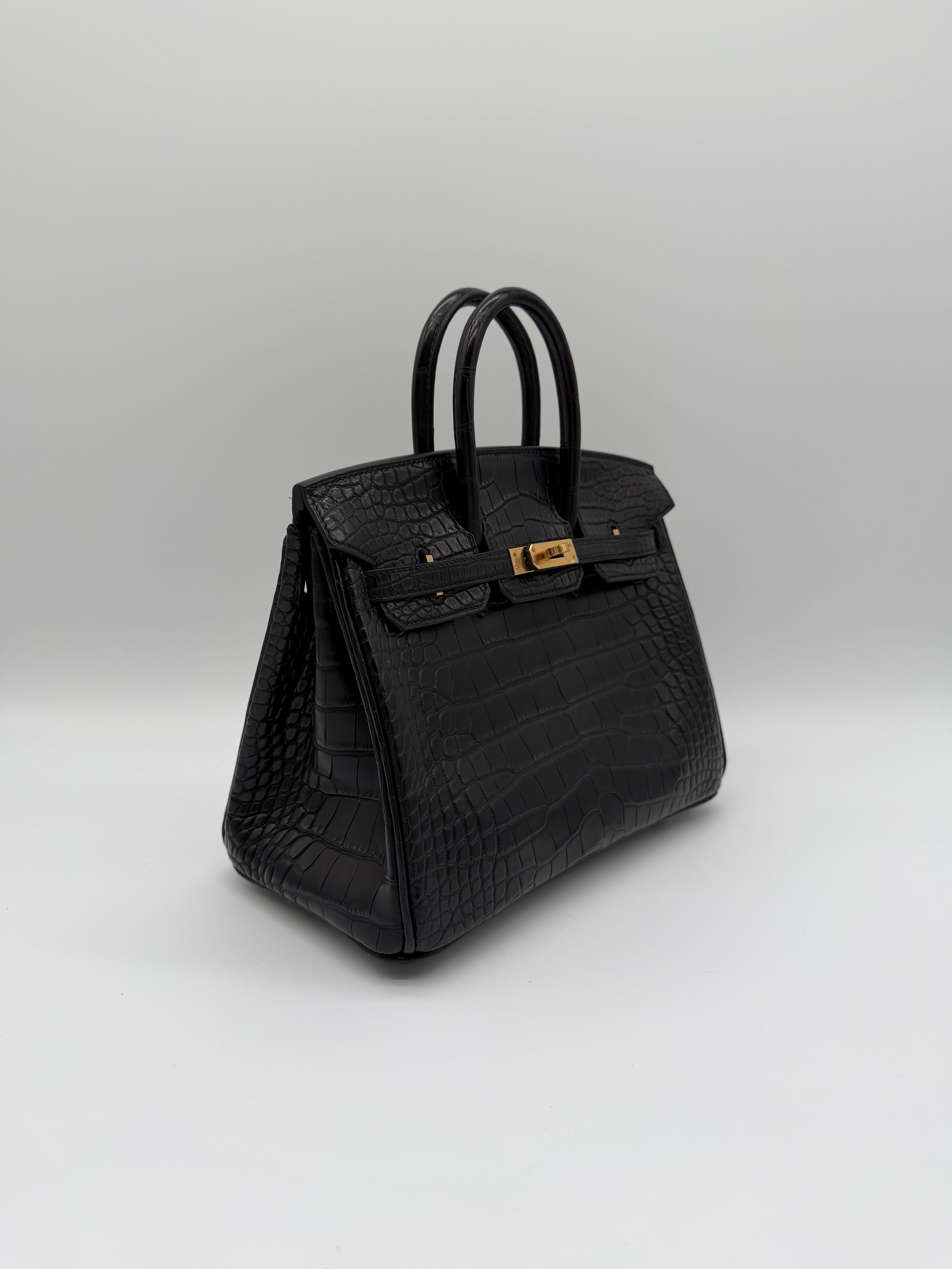 Hermès Birkin 25 Black Matt Alligator Noir Gold Hardware