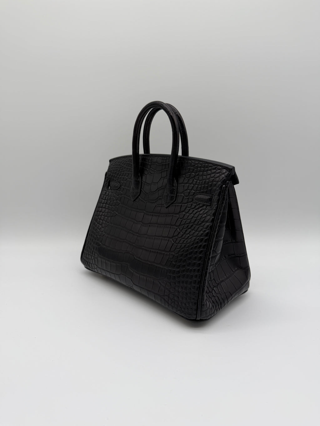 Hermès Birkin 25 Black Matt Alligator Noir Gold Hardware