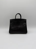 Hermès Birkin 25 Black Matt Alligator Noir Gold Hardware