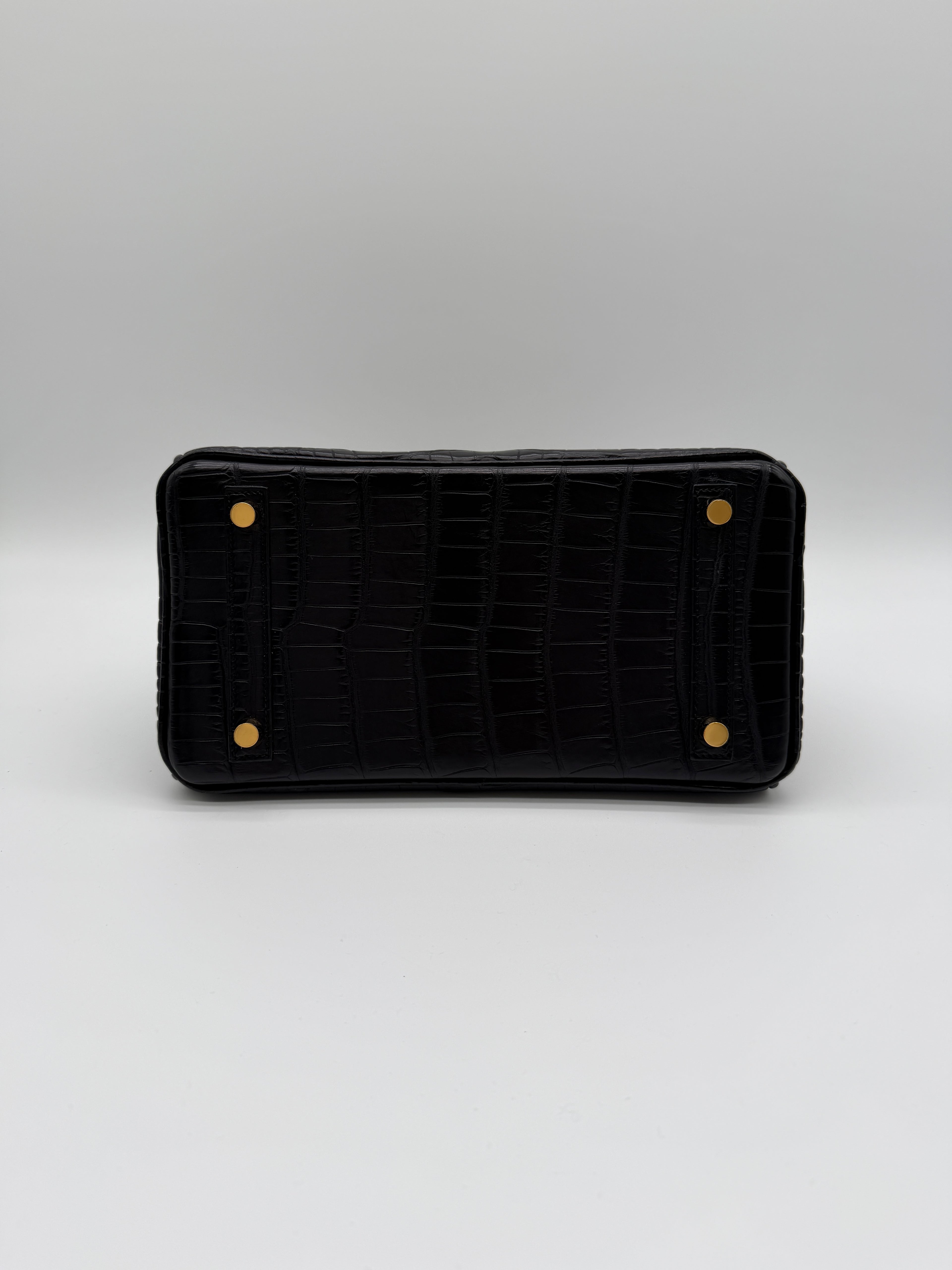 Hermès Birkin 25 Black Matt Alligator Noir Gold Hardware