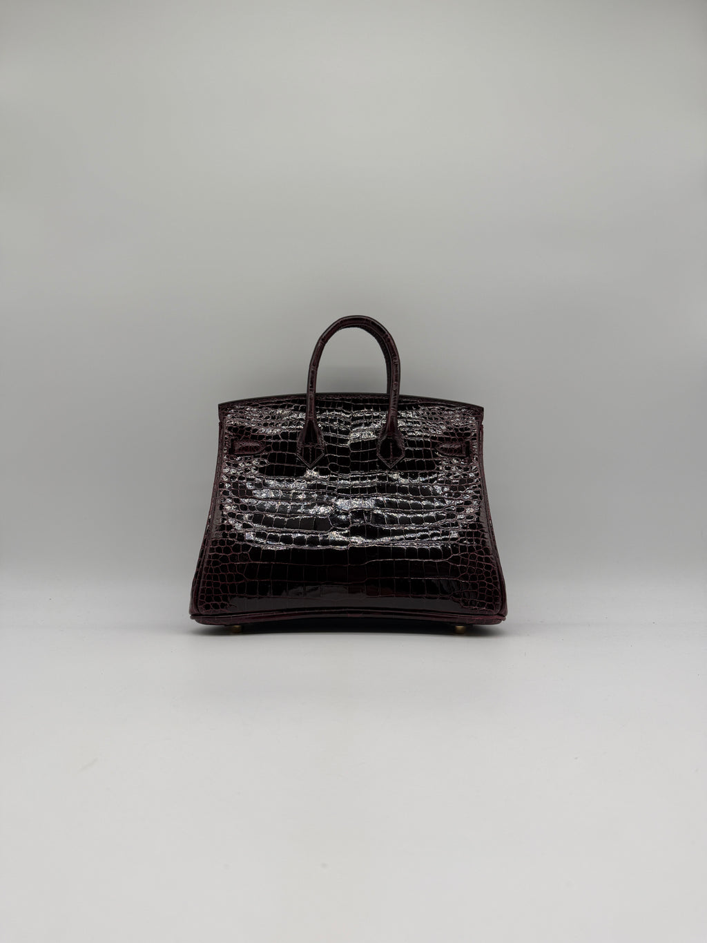 Hermès Birkin 25 Bordeaux Shiny Porosus Gold Hardware