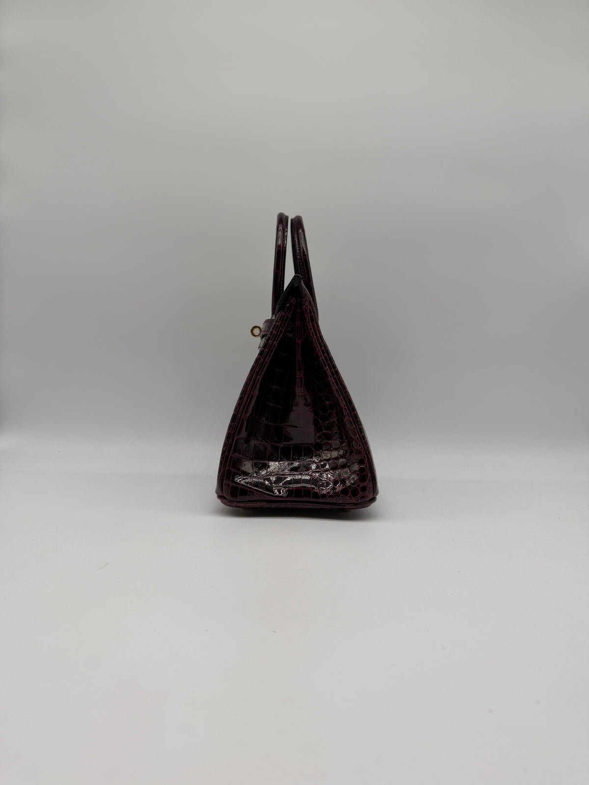 Hermès Birkin 25 Bordeaux Shiny Porosus Gold Hardware