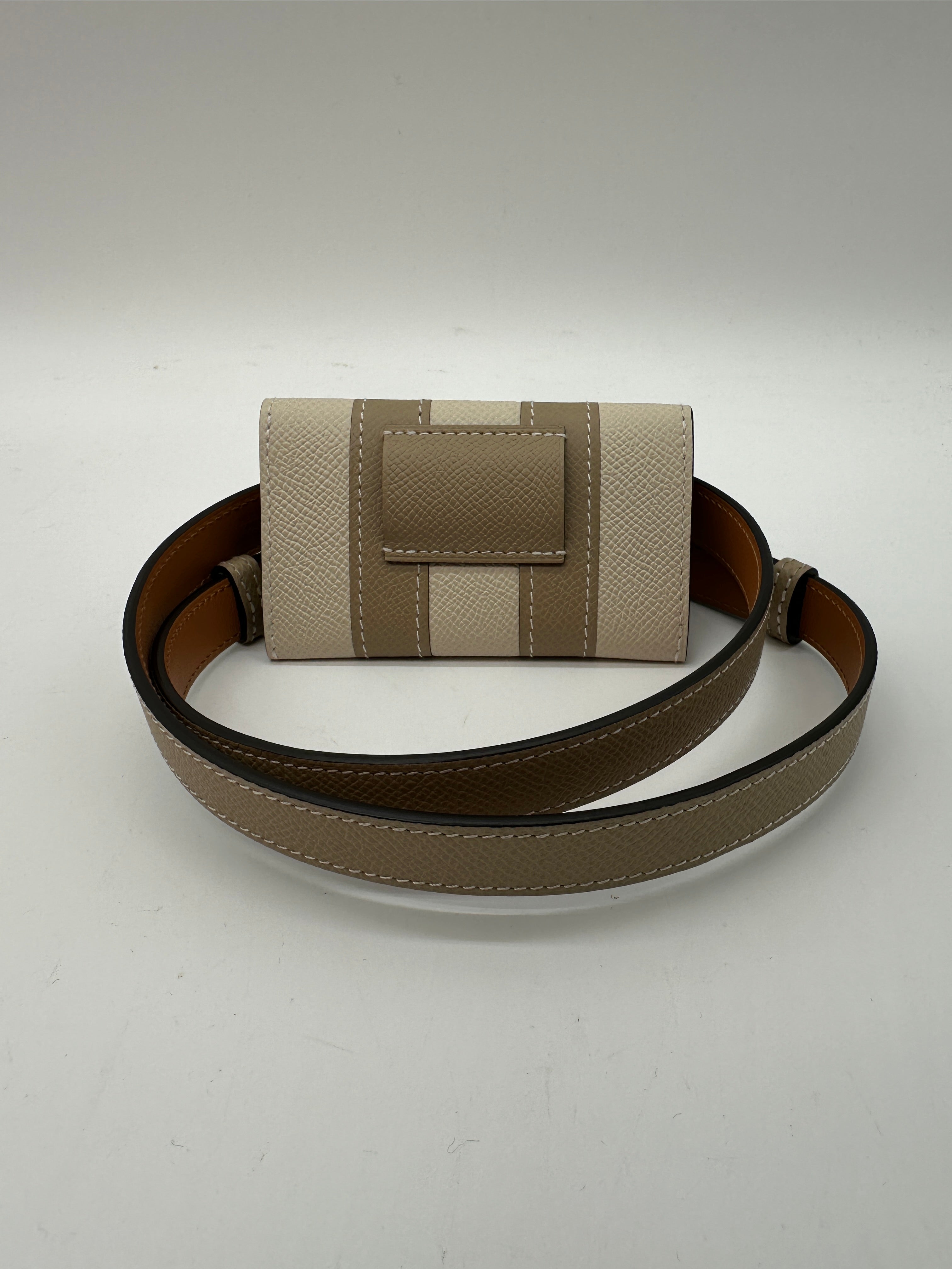 Hermès Kelly Pocket 18 Bayadere Belt  Gris/Craie Epsom Leather