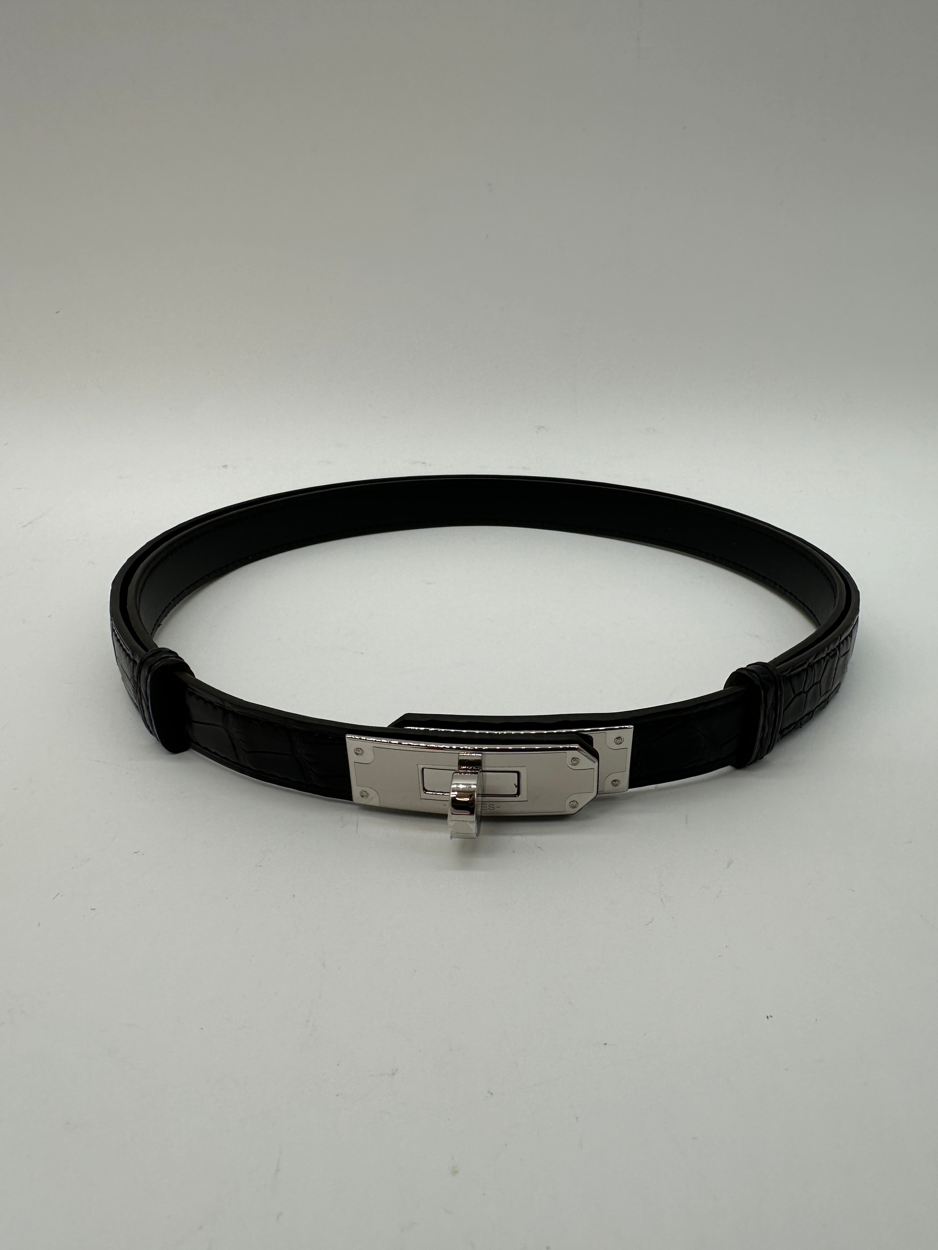 Hermès Kelly 18 Belt Matte Alligator Missi Black