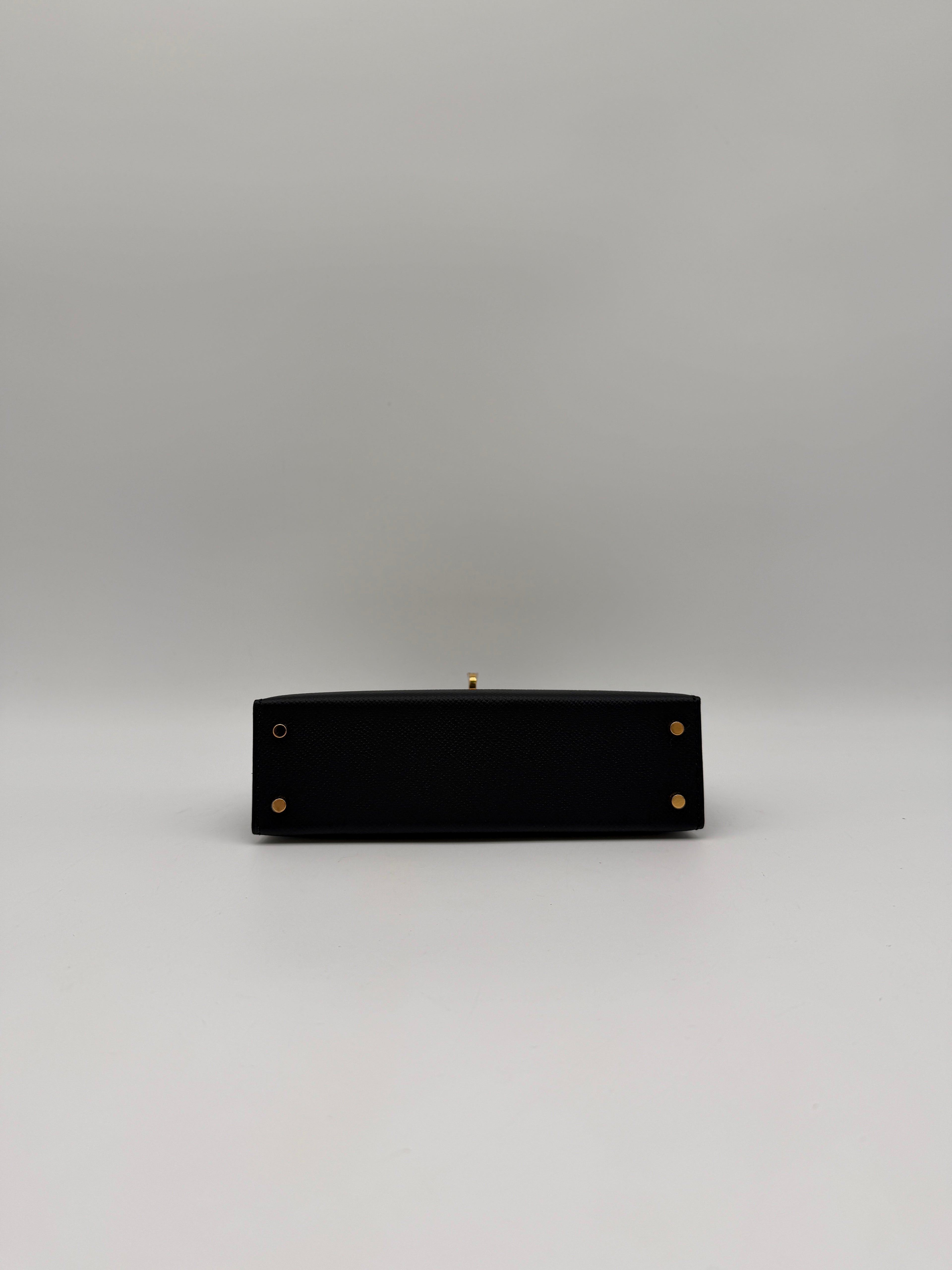 Hermès Mini Kelly Black Epsom Gold Hardware