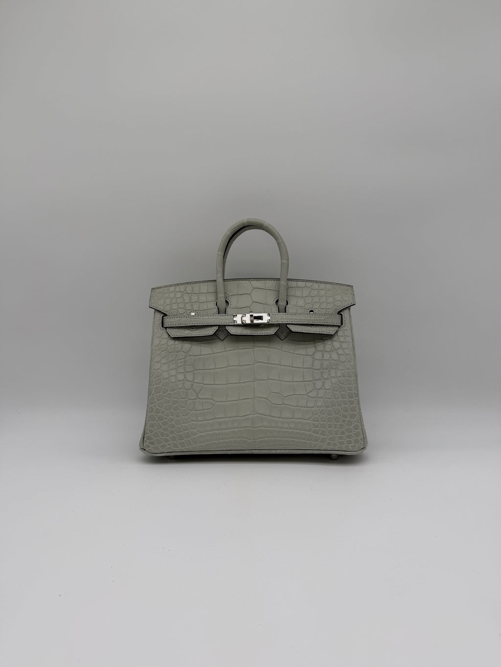 Hermès Birkin 25 Gris Neve Matt Alligator Palladium Hardware