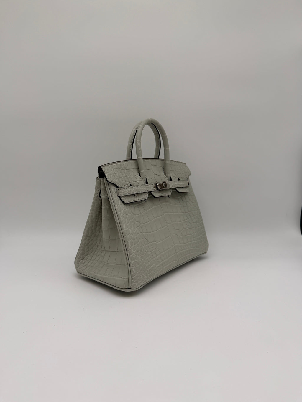 Hermès Birkin 25 Gris Neve Matt Alligator Palladium Hardware