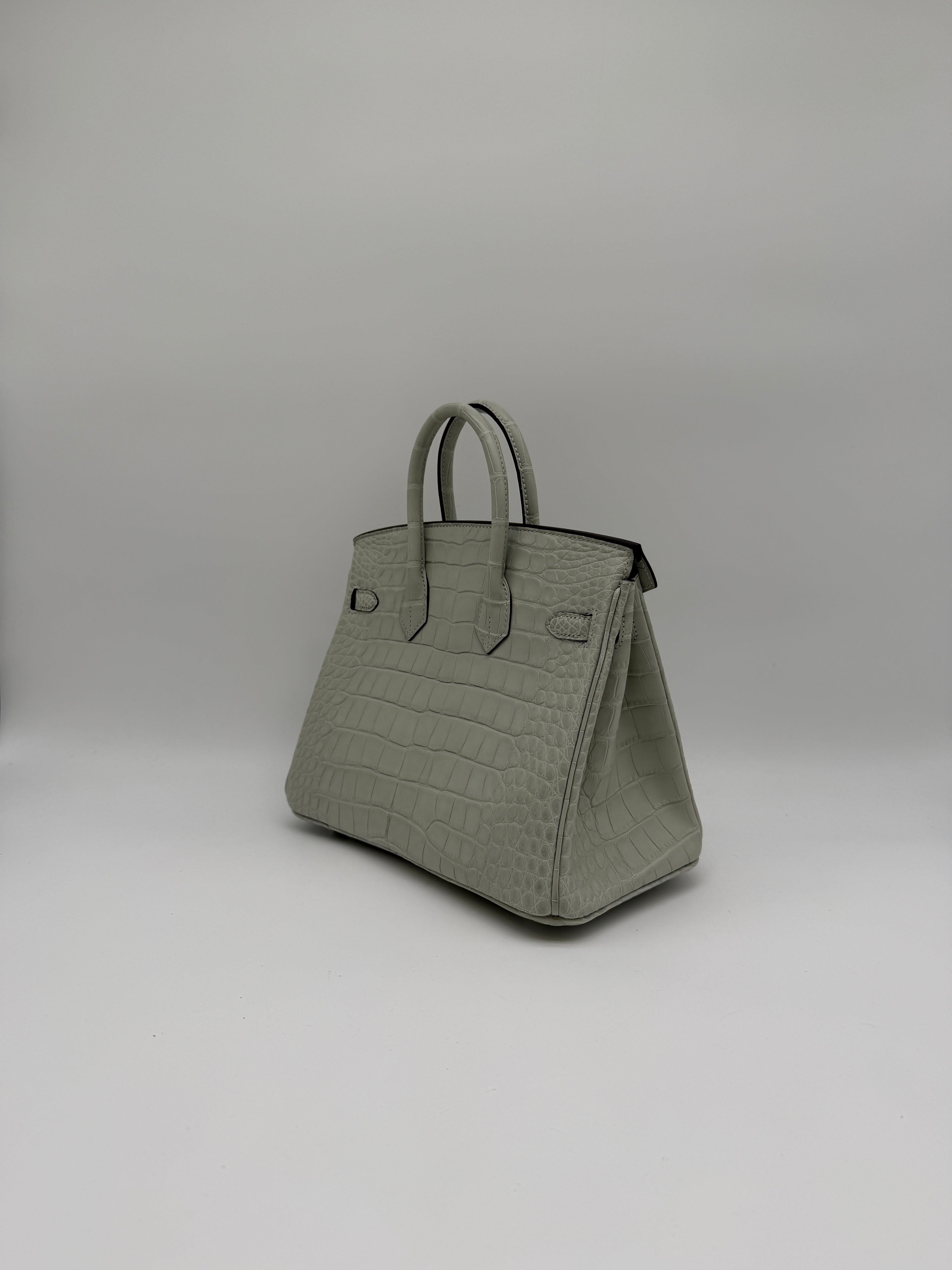 Hermès Birkin 25 Gris Neve Matt Alligator Palladium Hardware