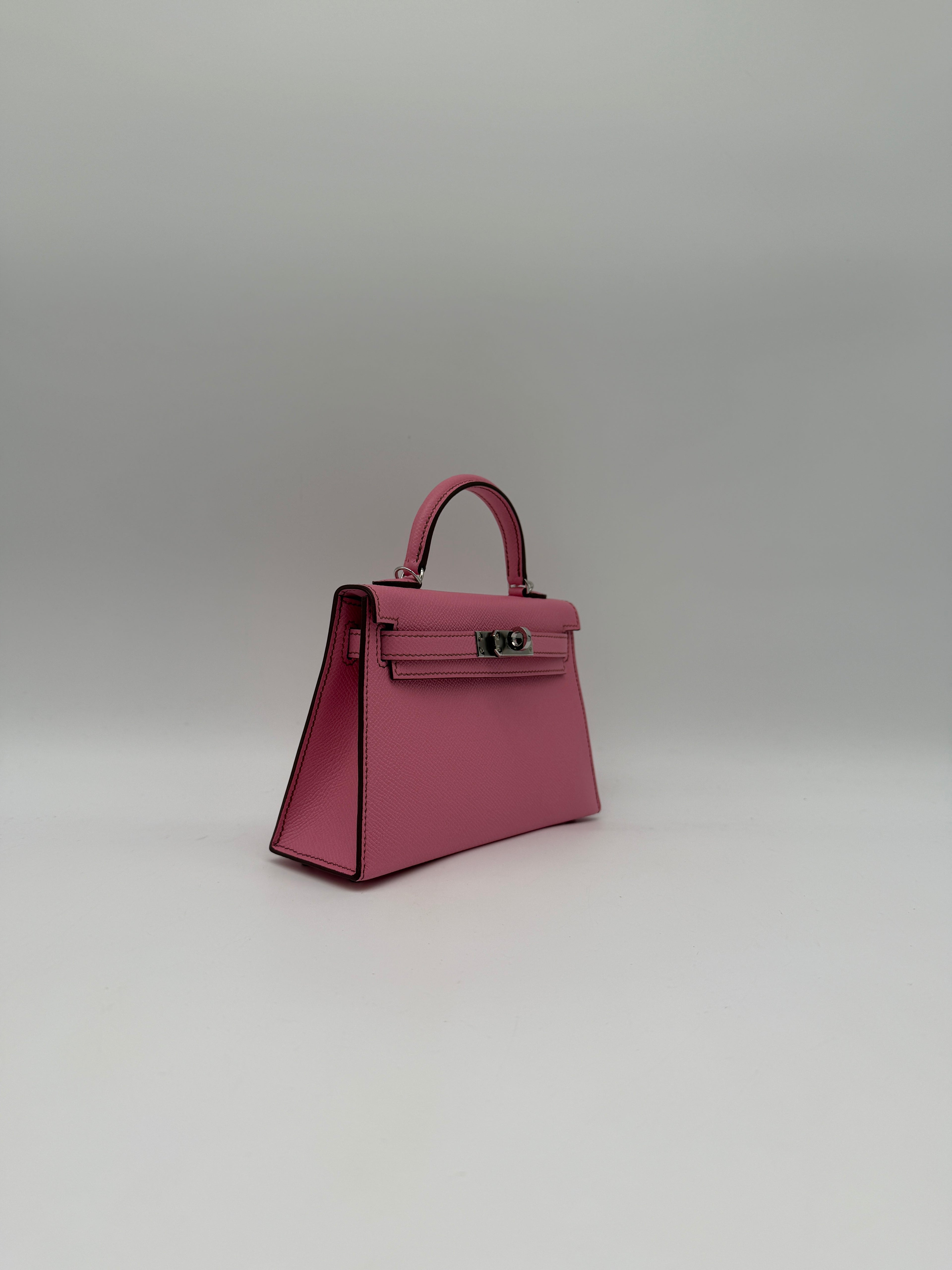 Hermès Mini Kelly Bubblegum Epsom Palladium Hardware