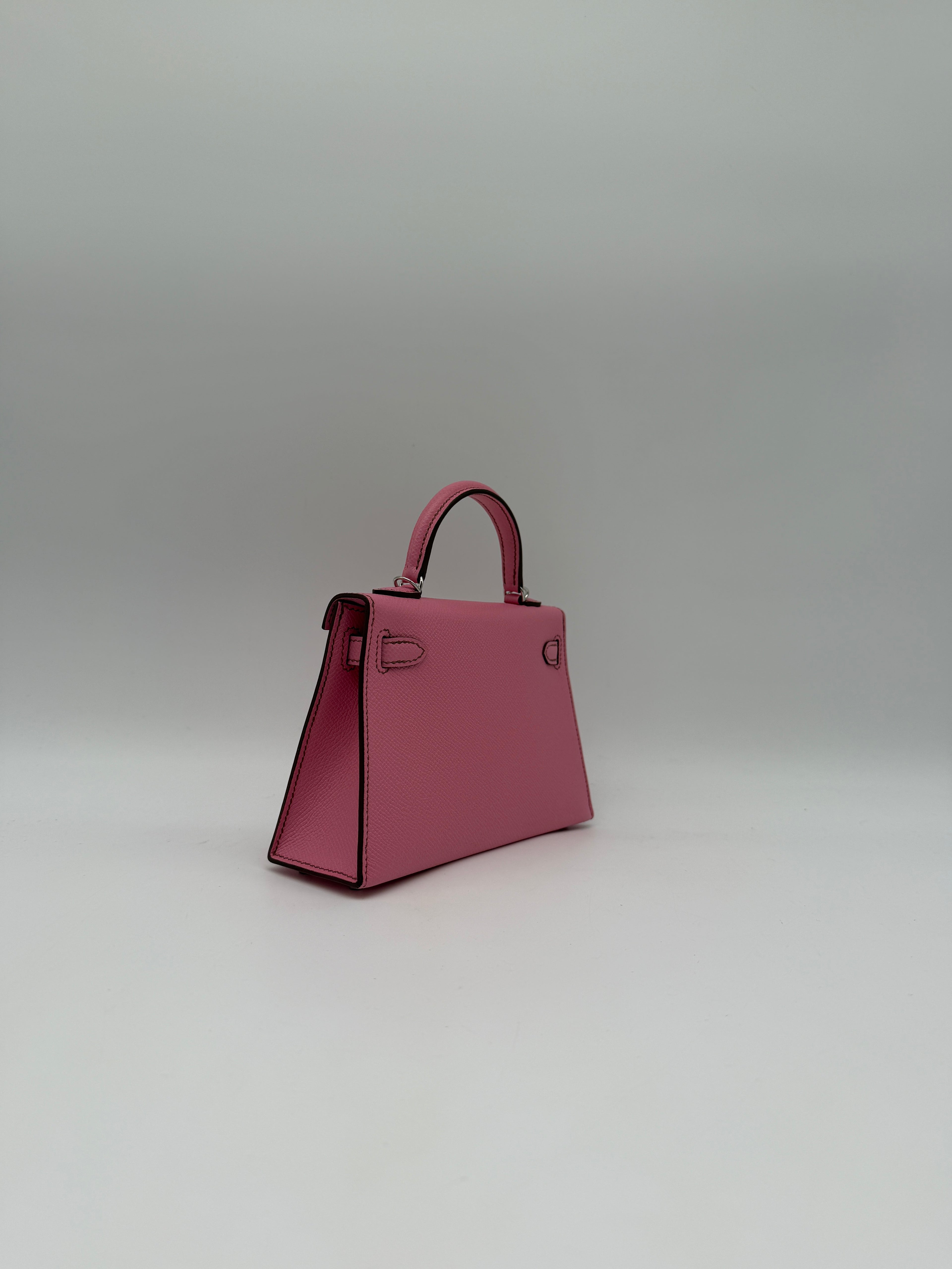 Hermès Mini Kelly Bubblegum Epsom Palladium Hardware