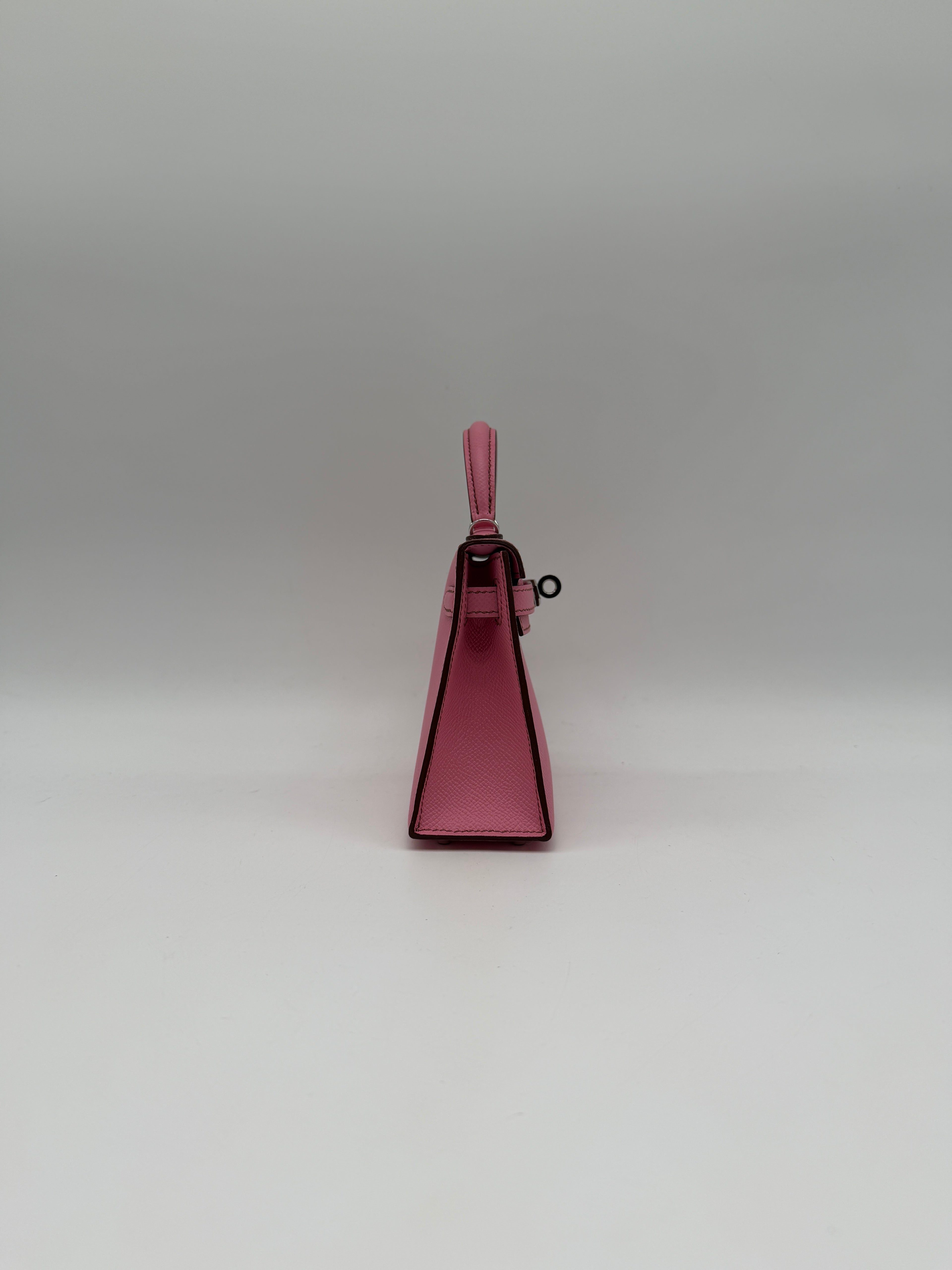 Hermès Mini Kelly Bubblegum Epsom Palladium Hardware