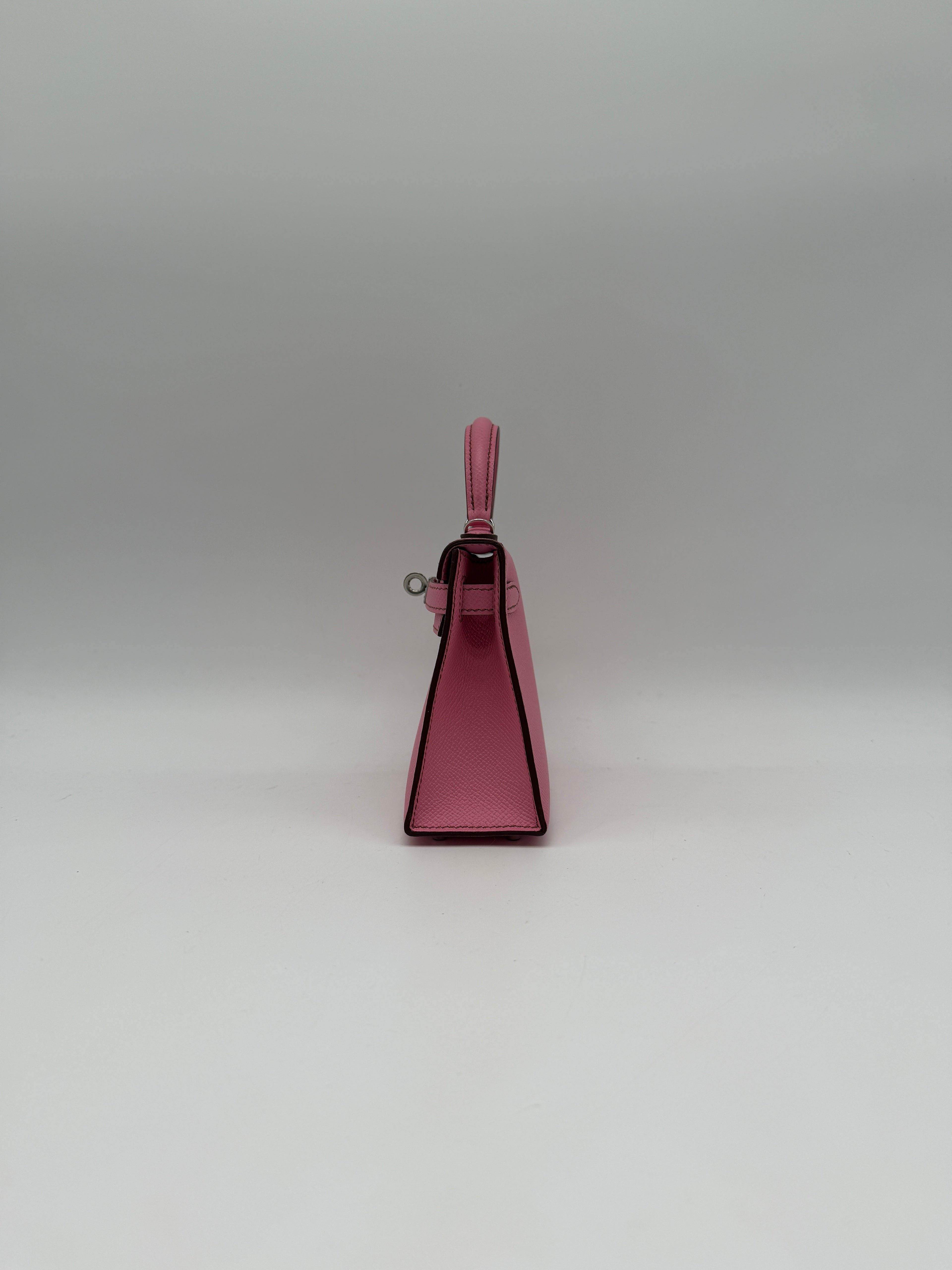 Hermès Mini Kelly Bubblegum Epsom Palladium Hardware