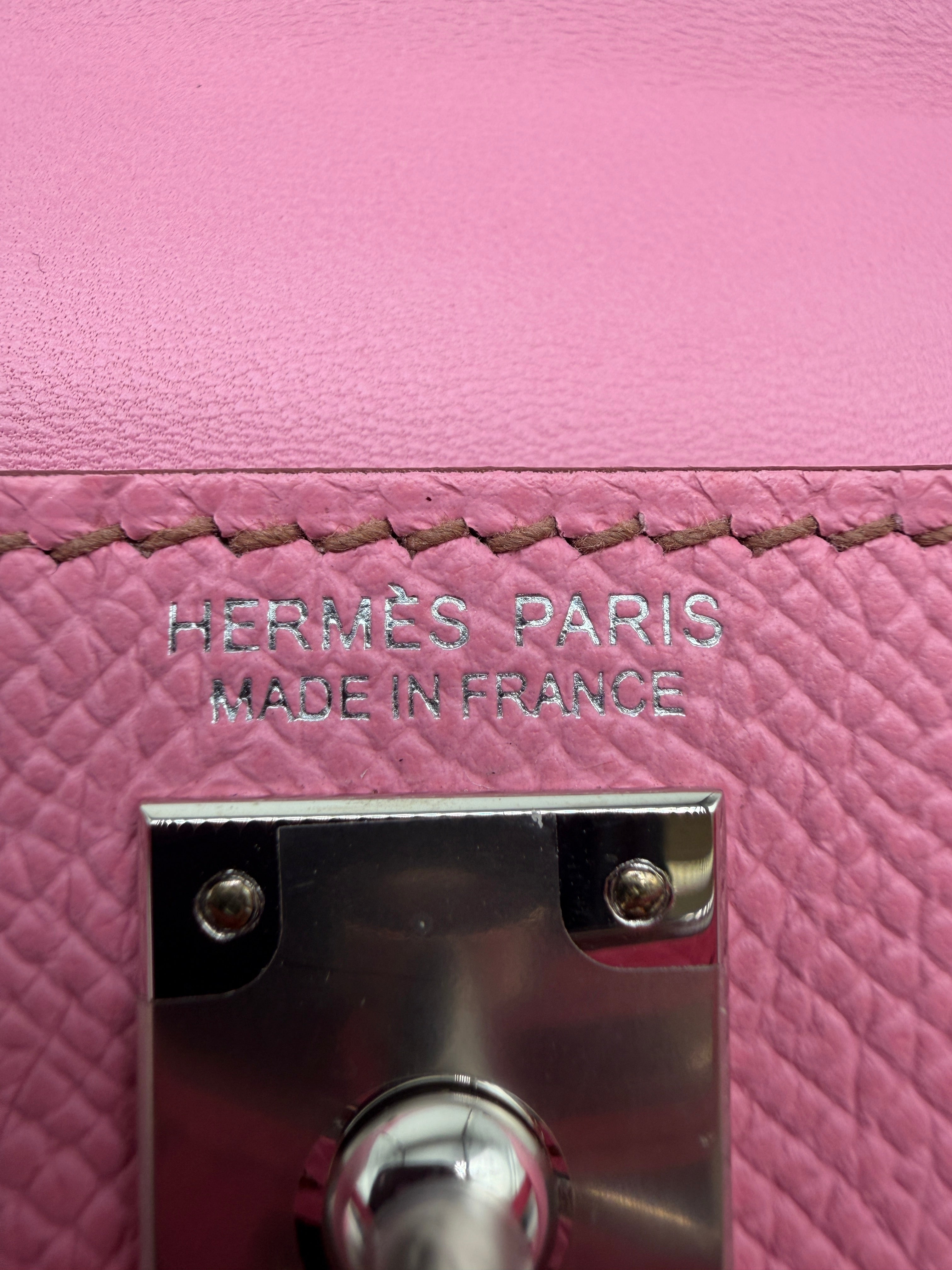 Hermès Mini Kelly Bubblegum Epsom Palladium Hardware