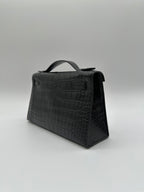 Hermès Kelly Pochette Black Matte Alligator Palladium Hardware