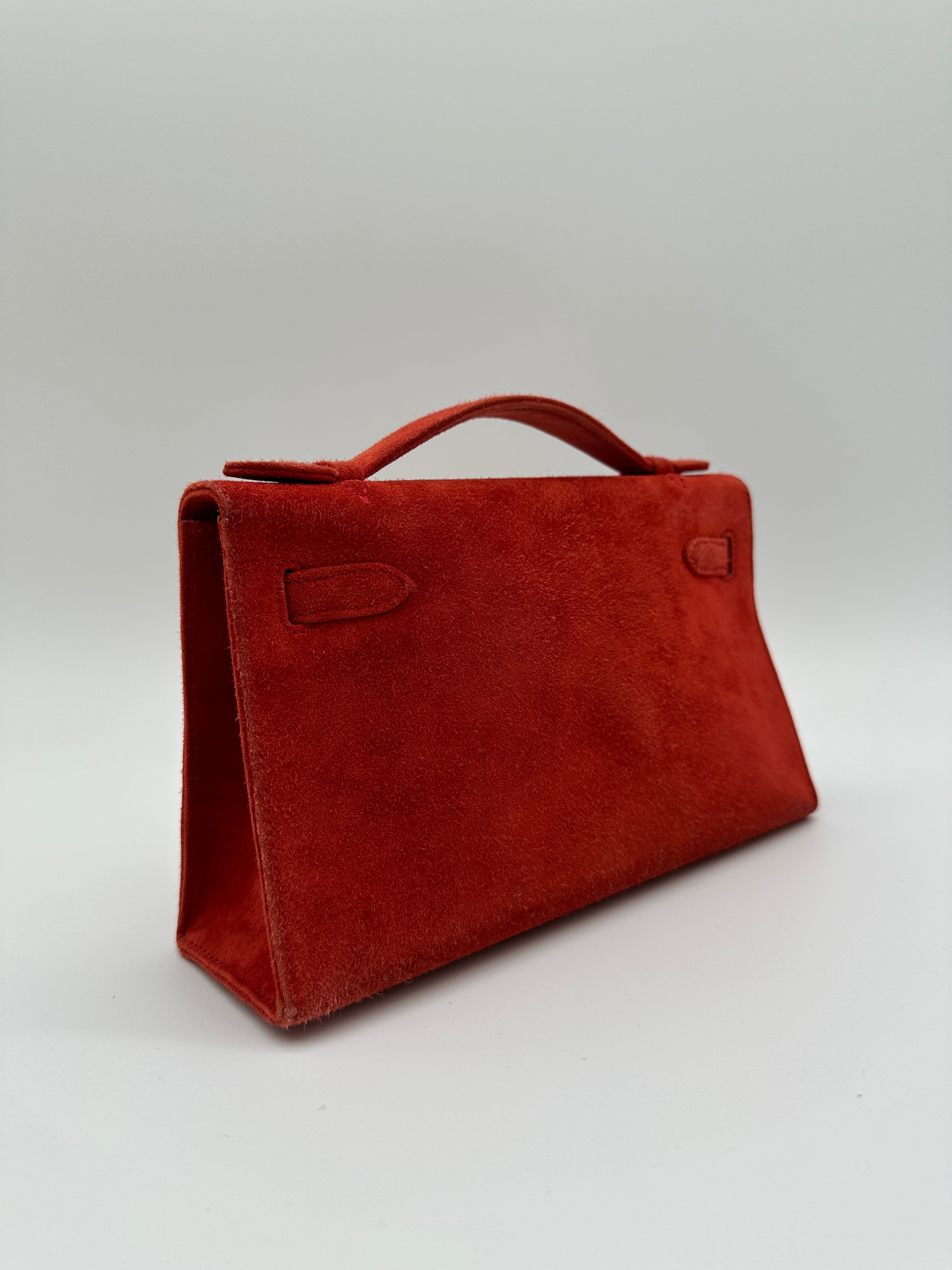 Hermès Kelly Pochette Rouge Casaque Doblis Palladium Hardware
