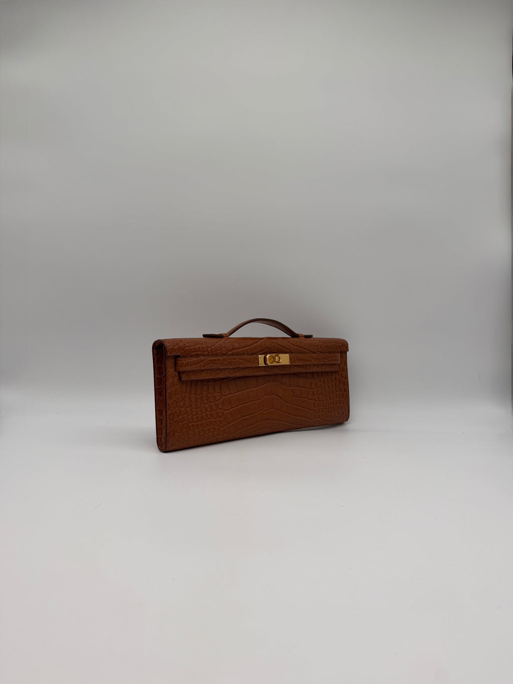 Hermès Kelly Cut Gold Matte Alligator Gold Hardware