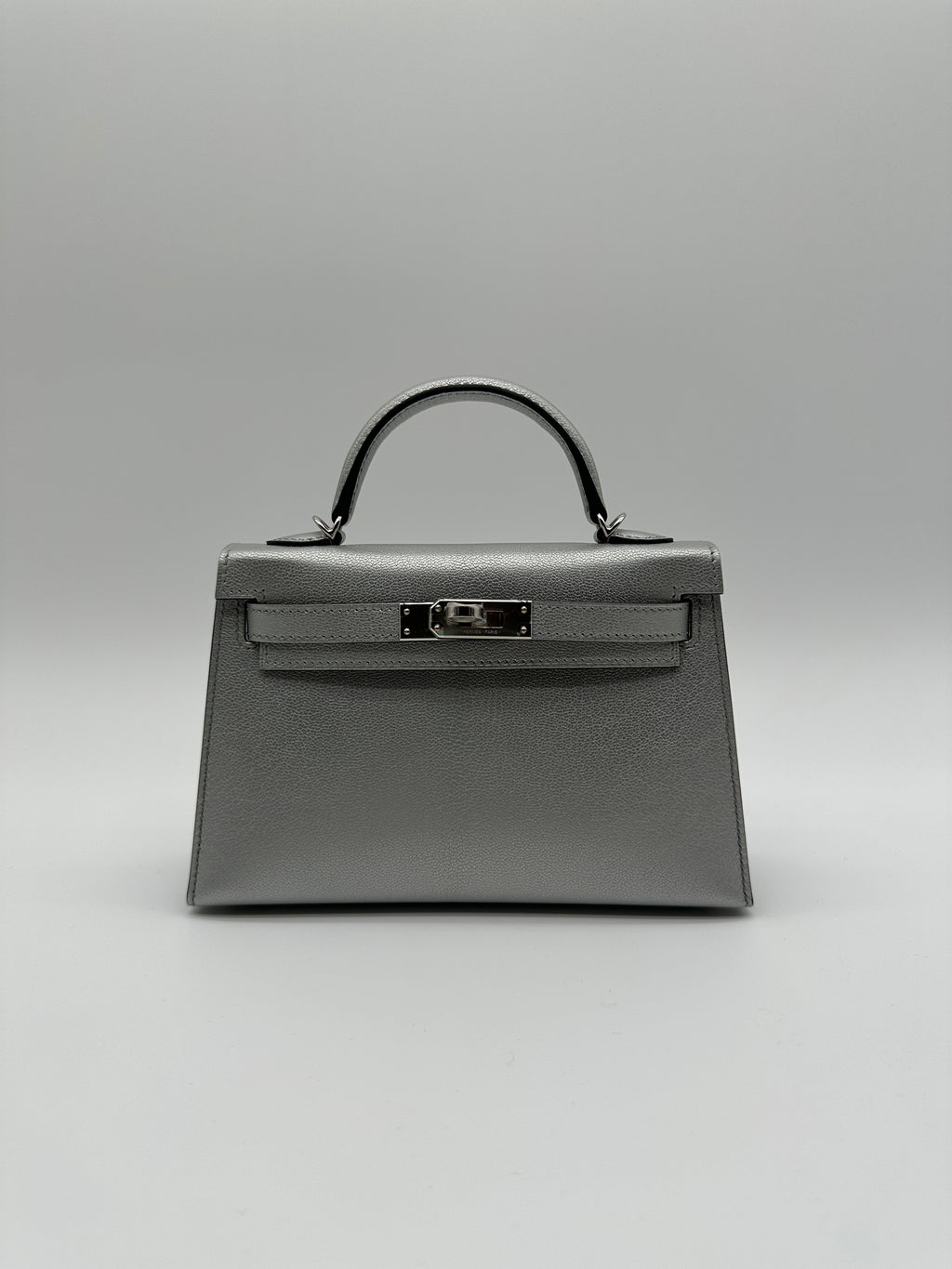 Hermès Mini Kelly Argent Chevre Palladium Hardware